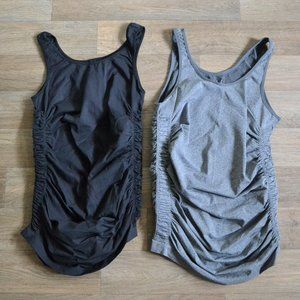 Ingrid & Isabel Side-Shirred Seamless Tank Bundle Black & Gray Neutral Maternity